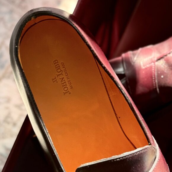 John Lobb Men\'s Fencote Loafer, Burgundy/Plum, Size 7 main image 2